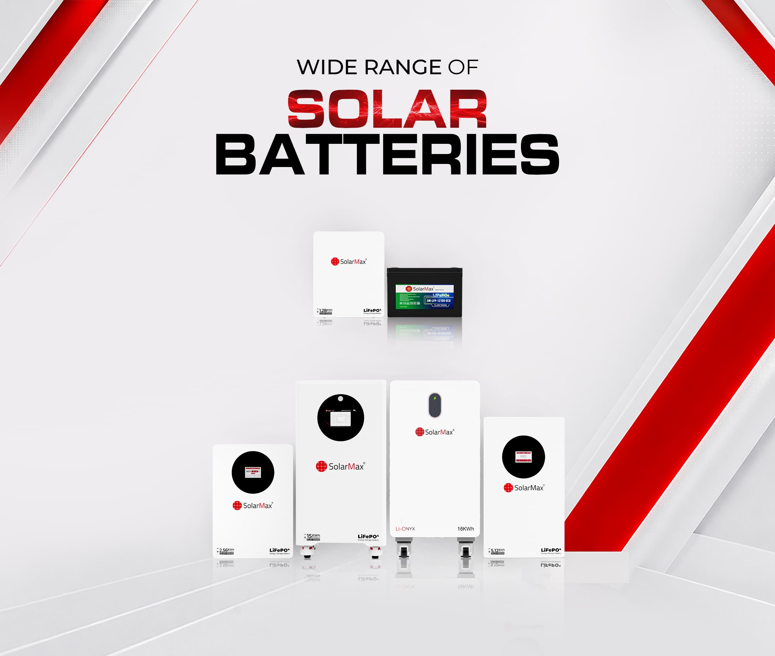 Wide range of SolarMax LiFePO4 solar batteries